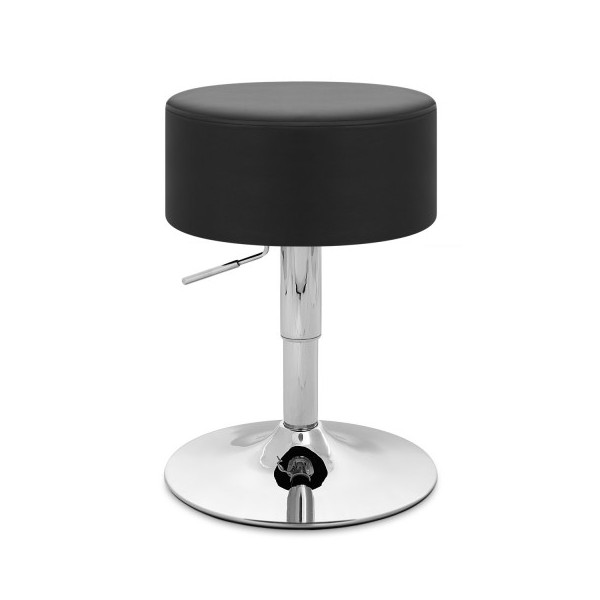 Sgabello Basso Ecopelle Cromato - Bullet Nero