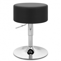 Sgabello Basso Ecopelle Cromato - Bullet Nero