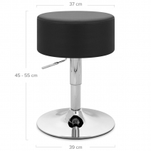 Sgabello Basso Ecopelle Cromato - Bullet Nero