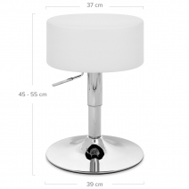 Sgabello Basso Ecopelle Cromato - Bullet Bianco