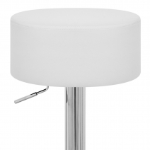 Sgabello Basso Ecopelle Cromato - Bullet Bianco