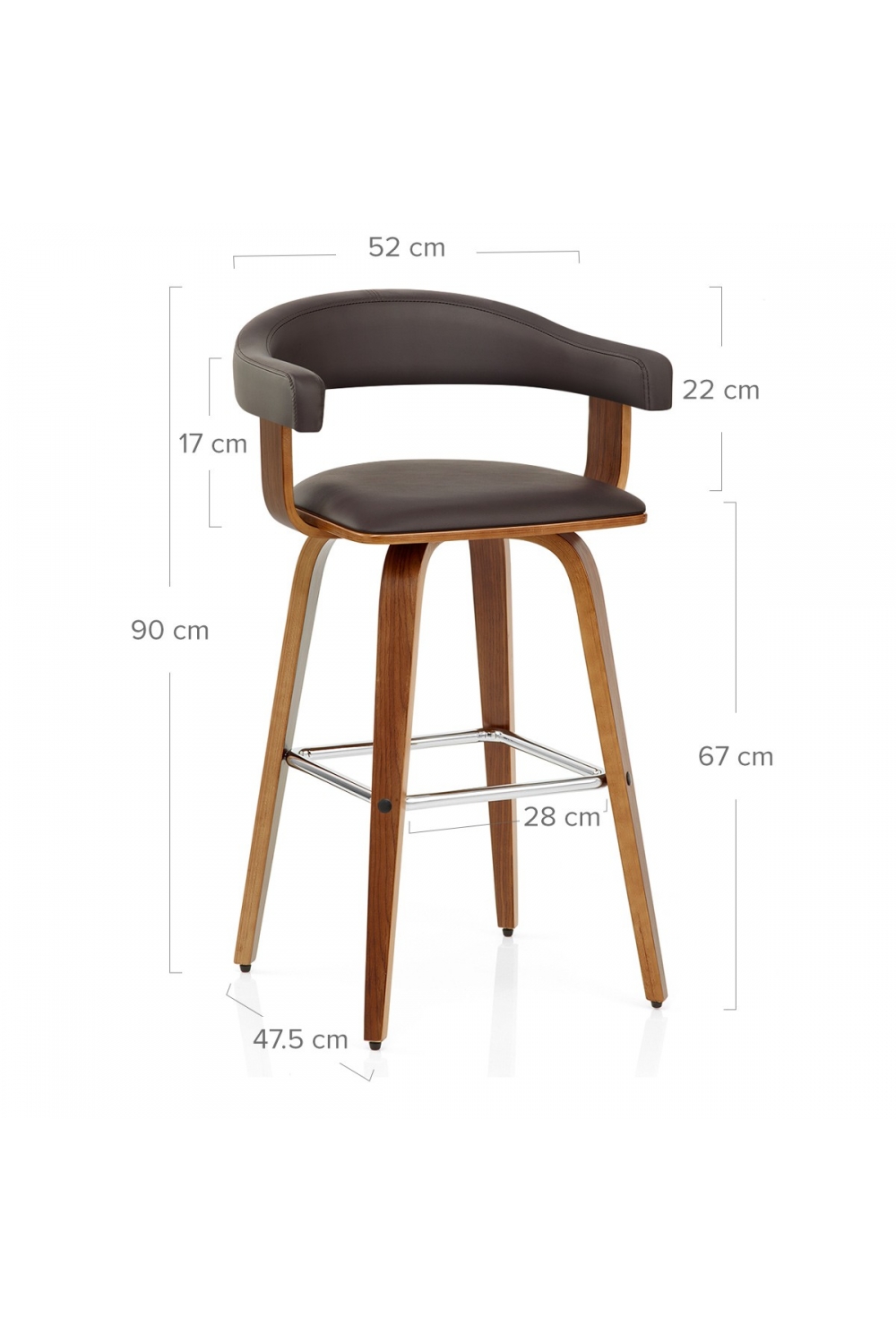 Sgabello da Bar in legno ed ecopelle Ontario