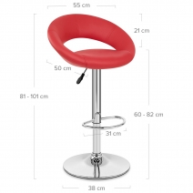 Sgabello Ecopelle Cromato - Crescent Imbottito Rosso