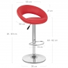 Sgabello Ecopelle Cromato - Crescent Imbottito Rosso