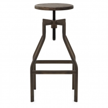 Sgabello Legno Scuro Acciaio - Vintage Revolution
