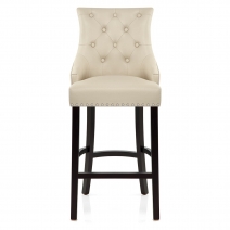Sgabello Pelle Rigenerata Legno - Ascot Crema