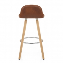 Sgabello Ecopelle Antica Legno - Sole Marrone