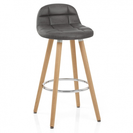 Sgabello Ecopelle Antica Legno - Sole Grigio