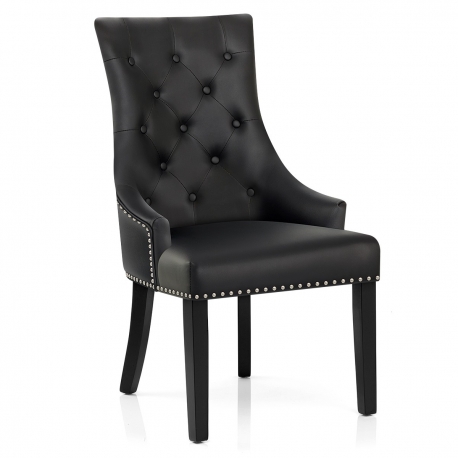 Sedia Pelle Rigenerata - Ascot Nero