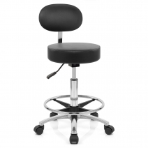 Sedia Ecopelle Cromato - Swivel con schienale Nero