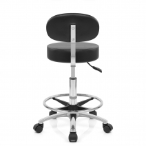 Sedia Ecopelle Cromato - Swivel con schienale Nero