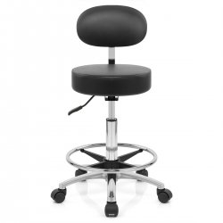 Sedia Ecopelle Cromato - Swivel con schienale Nero