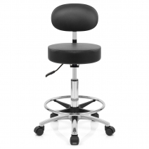 Sedia Ecopelle Cromato - Swivel con schienale Nero