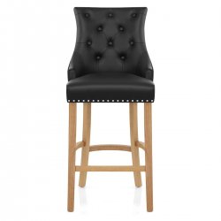 Sgabello Pelle Rigenerata Quercia - Ascot Nero