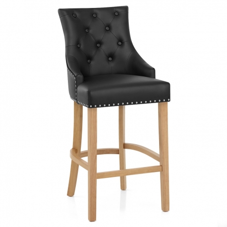 Sgabello Pelle Rigenerata Quercia - Ascot Nero