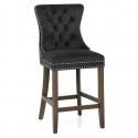 Sgabello Legno Velluto - Kensington Nero