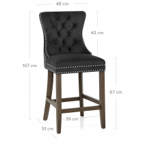 Sgabello Legno Velluto - Kensington Nero