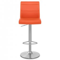 Sgabello Ecopelle Cromo Satinato - Breakfast Grigio