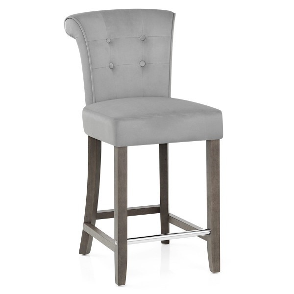 Sgabello Velluto Legno - Carlton Crema Sgabello Velluto Legno - Carlton Crema