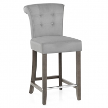 Sgabello Velluto Legno - Carlton Crema
