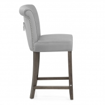 Sgabello Velluto Legno - Carlton Crema