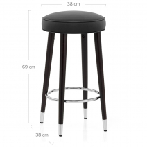 Sgabello Pelle Rigenerata Legno - Conrad Nero