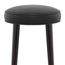 Sgabello Pelle Rigenerata Legno - Conrad Nero