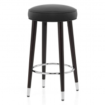 Sgabello Pelle Rigenerata Legno - Conrad Nero