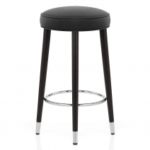 Sgabello Pelle Rigenerata Legno - Conrad Nero
