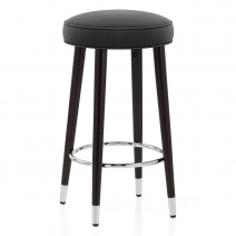 Sgabello Pelle Rigenerata Legno - Conrad Nero