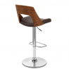 Sgabello Pelle Legno Cromato - Carmen Marrone