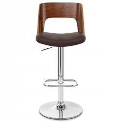Sgabello Pelle Legno Cromato - Carmen Crema