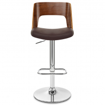 Sgabello Pelle Legno Cromato - Carmen Marrone