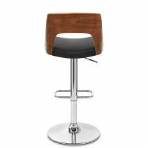 Sgabello Pelle Legno Cromato - Carmen Nero