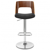 Sgabello Pelle Legno Cromato - Carmen Nero