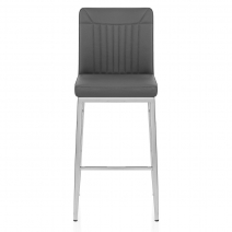 Sgabello Pelle Cromato - Jensen Grigio