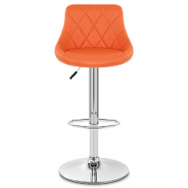 Sgabello Ecopelle Cromato - Stitch Arancione