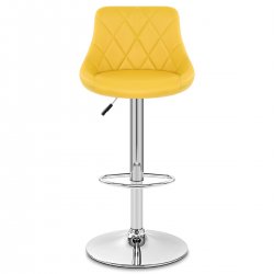 Sgabello Ecopelle Cromato - Stitch Nero