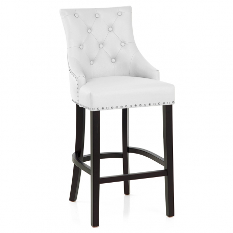 Sgabello Pelle Rigenerata Legno - Ascot Bianco