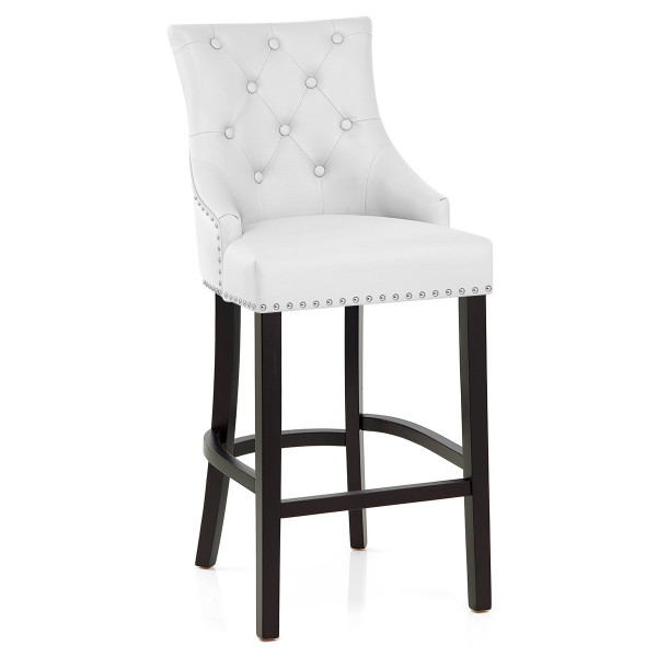 Sgabello Pelle Rigenerata Legno - Ascot Bianco