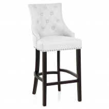 Sgabello Pelle Rigenerata Legno - Ascot Bianco
