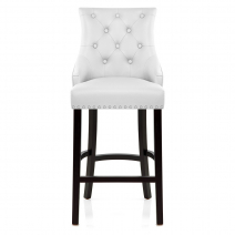 Sgabello Pelle Rigenerata Legno - Ascot Bianco