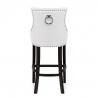 Sgabello Pelle Rigenerata Legno - Ascot Bianco