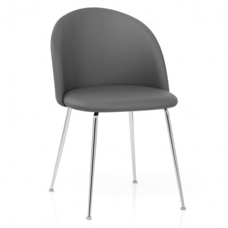 Sedia da pranzo Ecopelle Cromata - Novello Grigio Scuro