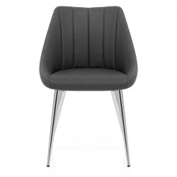 Sedia da pranzo Ecopelle Cromata - Tempo Grigio Scuro