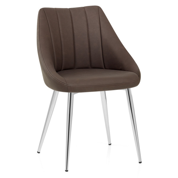 Sedia da pranzo Ecopelle Cromata - Tempo Grigio Scuro Sedia da pranzo Ecopelle Cromata - Tempo Grigio Scuro