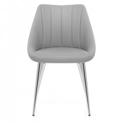 Sedia da pranzo Ecopelle Cromata - Tempo Grigio Scuro