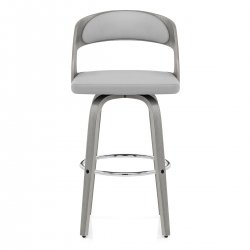Sgabello Ecopelle Legno Griogio - Alicia Grigio