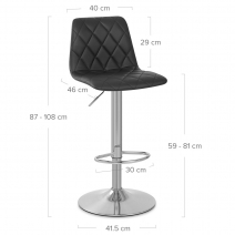 Sgabello Pelle Cromo Satinato - Melody Nero