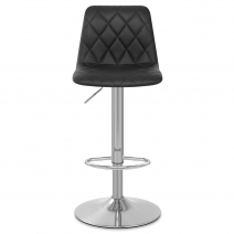 Sgabello Pelle Cromo Satinato - Melody Nero